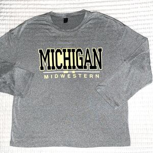 Long Sleeve Michigan Midwestern Gray Oversize SHEIN Women's Shirt Large 8/10